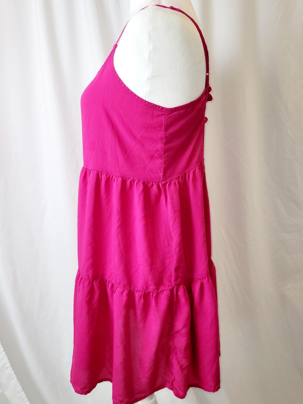 American Eagle 100% Viscose Pink Tiered Mini Dress Medium - Picture 7 of 15